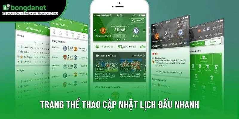 Trang thể thao cập nhật lịch đấu nhanh